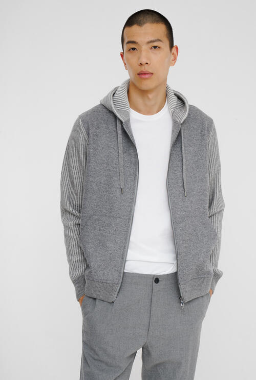 Felpa in tessuto e maglia vanisé Grigio