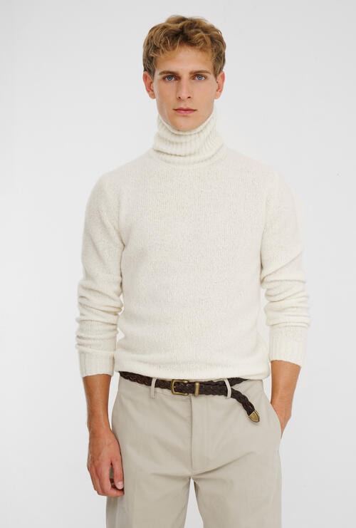 Malfilé cashmere turtleneck White