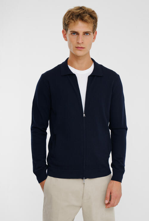 Merino wool shirt jacket Navy Blue