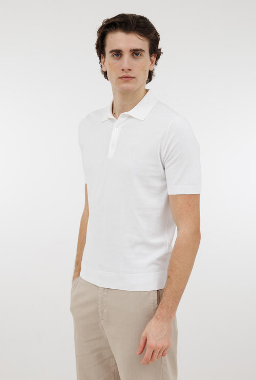Polo tinta in puro cotone Bianco