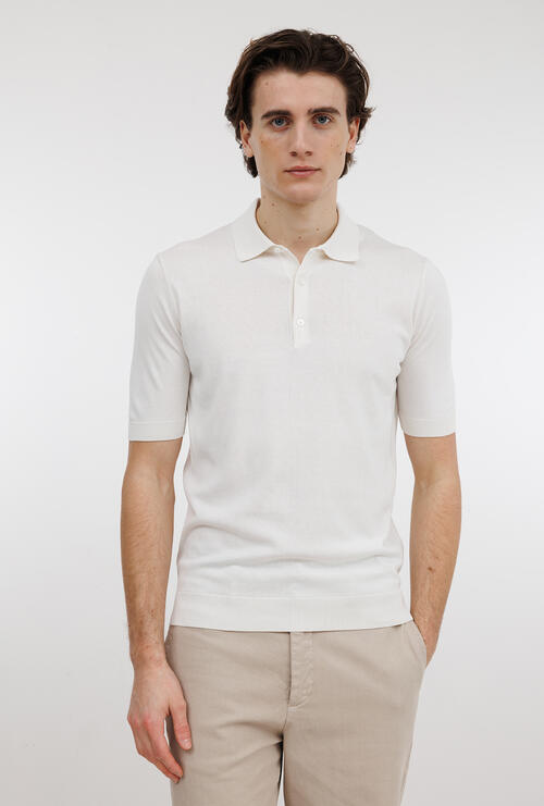 Polo in seta e cotone Bianco