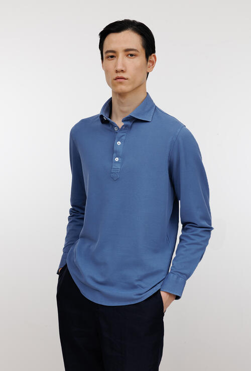 Polo tinta delav&egrave; Denim