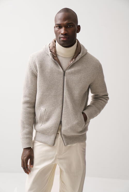 Merino wool padded sweatshirt Warm gray