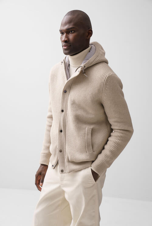 Padded knitted jacket Bianco sporco
