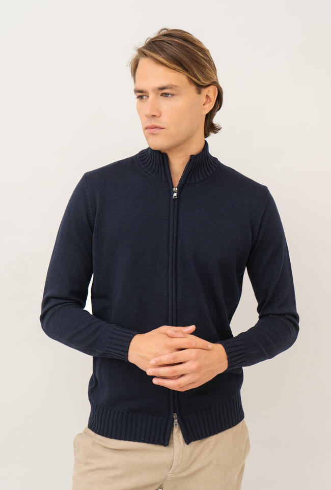 Giacca full zip in lana merino pettinata ESSENTIAL - Ferrante | img vers.1300x/
