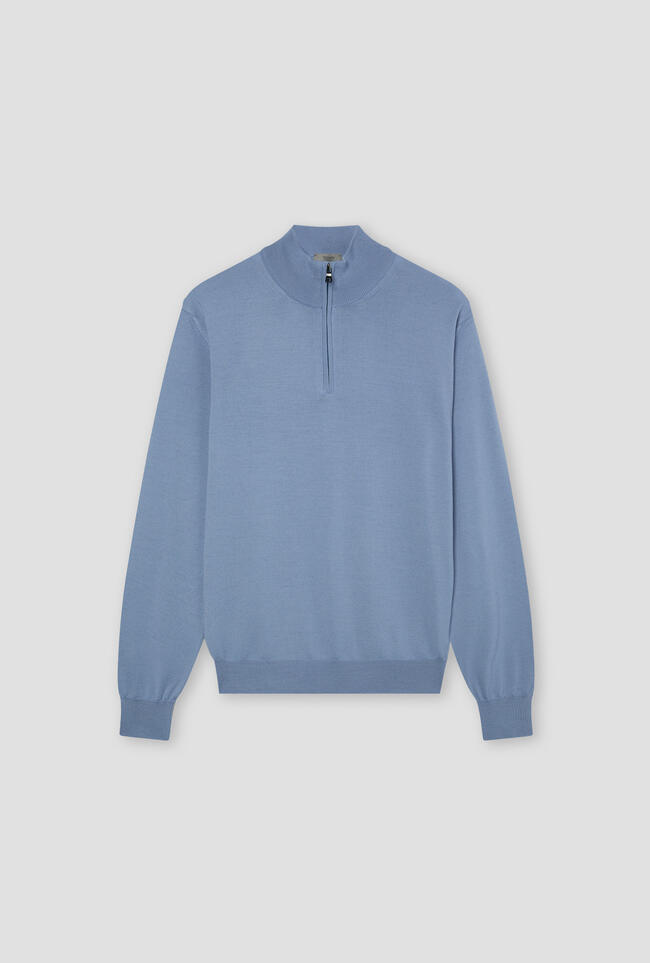 Serafino zip in pura lana pettinata ESSENTIAL - Ferrante | img vers.1300x/