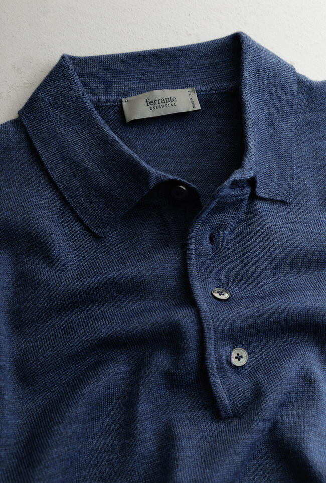 Polo shirt in pure worsted wool ESSENTIAL - Ferrante | img vers.1300x/