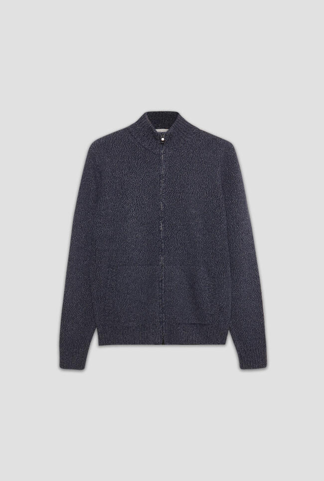 Giacca full zip moulinè in misto cashmere ROYAL RED - Ferrante | img vers.1300x/