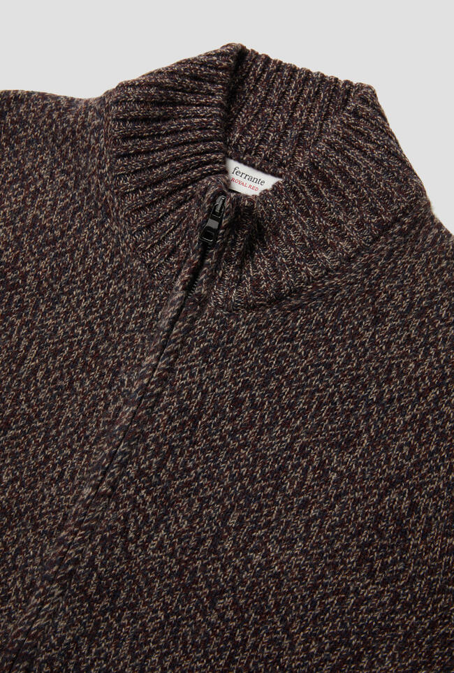 Giacca full zip moulinè in misto cashmere ROYAL RED - Ferrante | img vers.1300x/