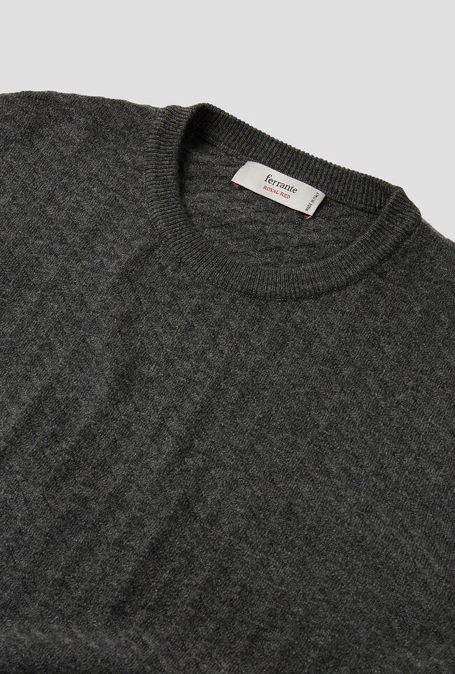 Girocollo con lavorazione in misto cashmere ROYAL RED - Ferrante | img vers.1300x/