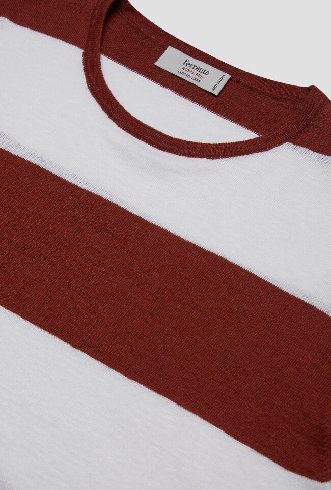 Girocollo maxi riga in lino e cotone ROYAL RED - Ferrante | img vers.1300x/