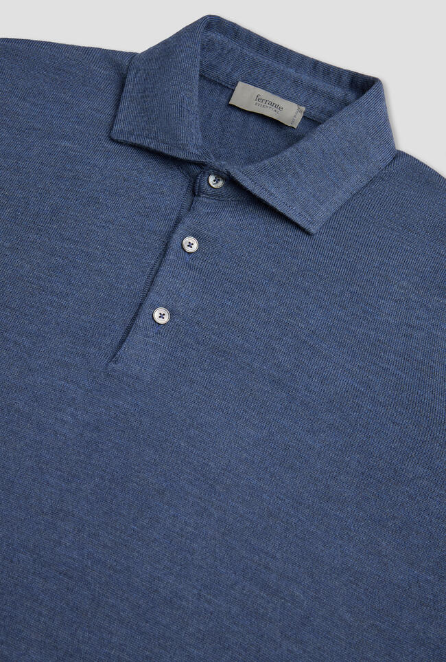 Polo with shirt collar in pure combed wool MAIN - Ferrante | img vers.1300x/