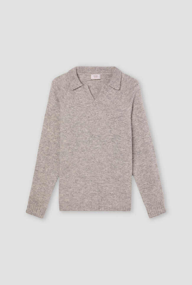 Buttonless polo shirt in baby alpaca ROYAL RED - Ferrante | img vers.1300x/