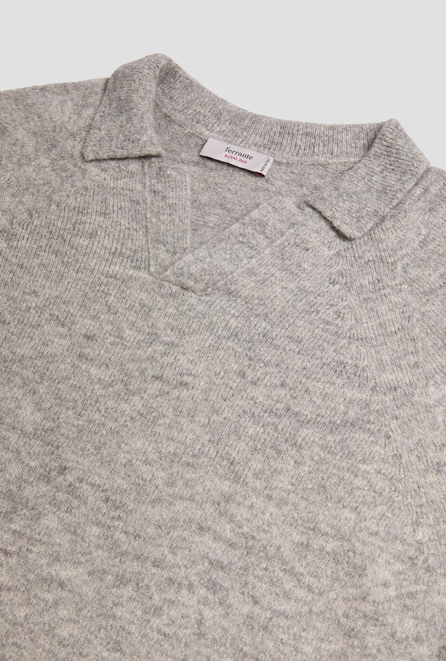 Buttonless polo shirt in baby alpaca ROYAL RED - Ferrante | img vers.1300x/