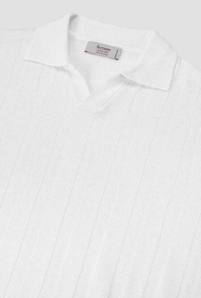 Polo senza bottoni in lino e cotone ROYAL RED - Ferrante | img vers.1300x/