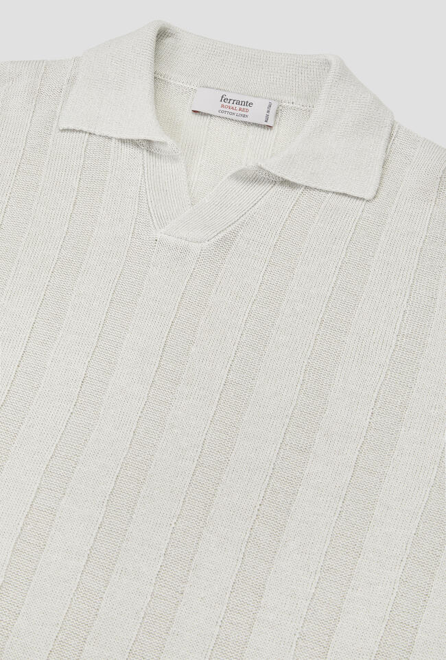 Polo senza bottoni in lino e cotone ROYAL RED - Ferrante | img vers.1300x/