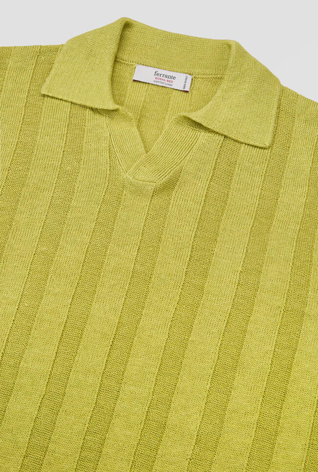Polo senza bottoni in lino e cotone ROYAL RED - Ferrante | img vers.1300x/