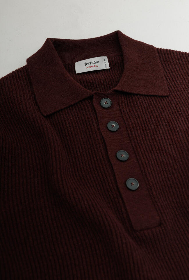 Polo a coste in lana e cashmere ROYAL RED - Ferrante | img vers.1300x/