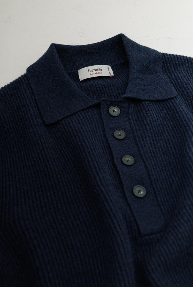 Polo a coste in lana e cashmere ROYAL RED - Ferrante | img vers.1300x/