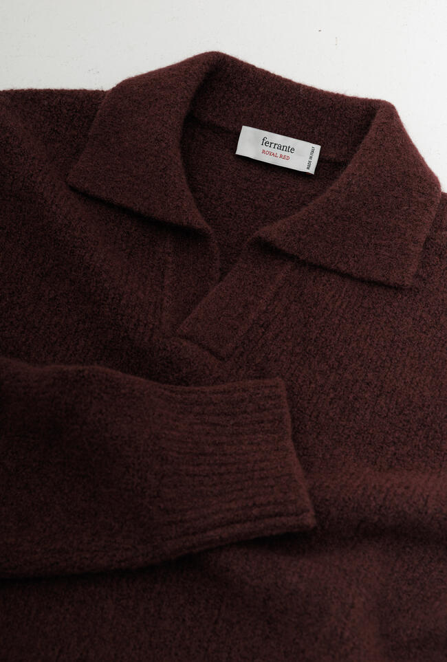 Polo bouclè in misto cashmere ROYAL RED - Ferrante | img vers.1300x/