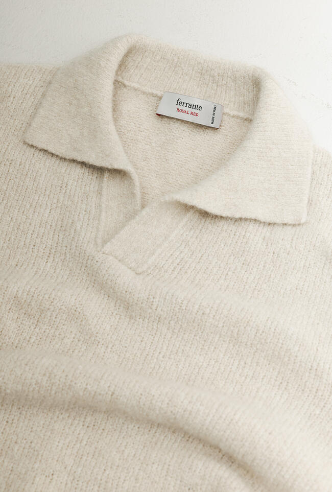 Cashmere blend bouclé polo ROYAL RED - Ferrante | img vers.1300x/