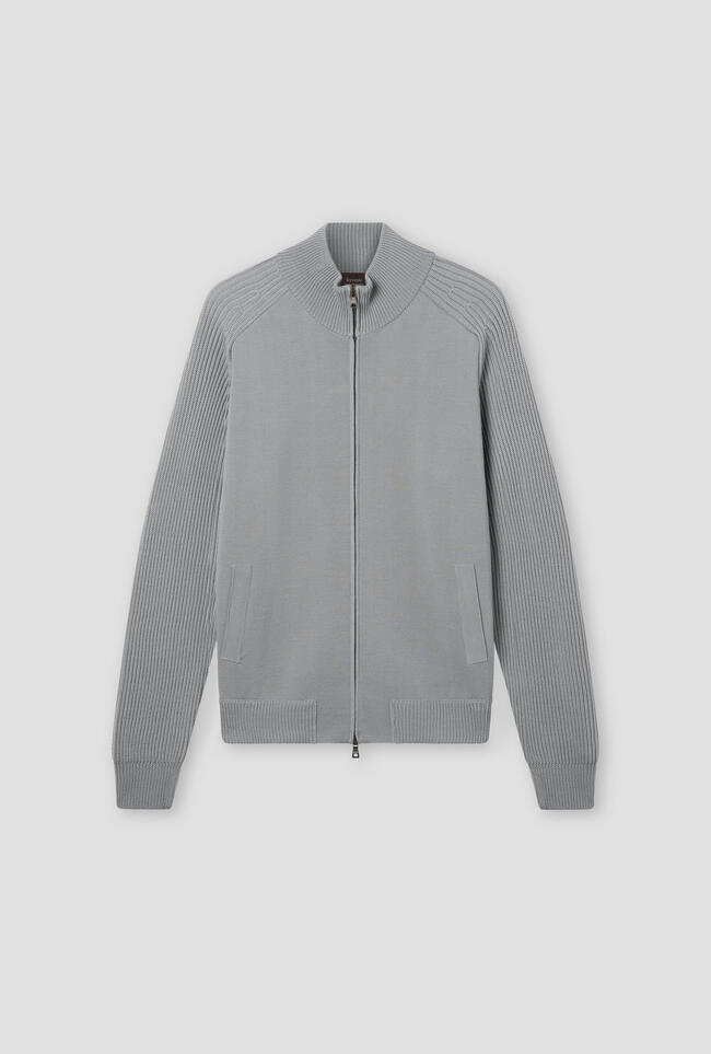 Full zip con maniche a coste in lana triploritorto MAIN - Ferrante | img vers.1300x/