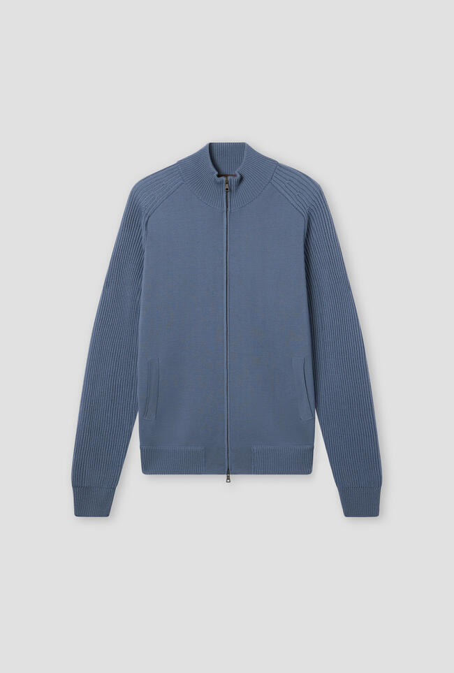 Full zip con maniche a coste in lana triploritorto MAIN - Ferrante | img vers.1300x/
