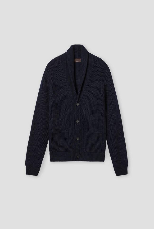 Cardigan con collo sciallato in lana triploritorto MAIN - Ferrante | img vers.1300x/