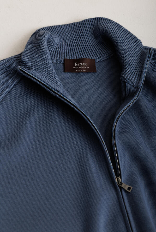 Full zip con maniche a coste in lana triploritorto MAIN - Ferrante | img vers.1300x/