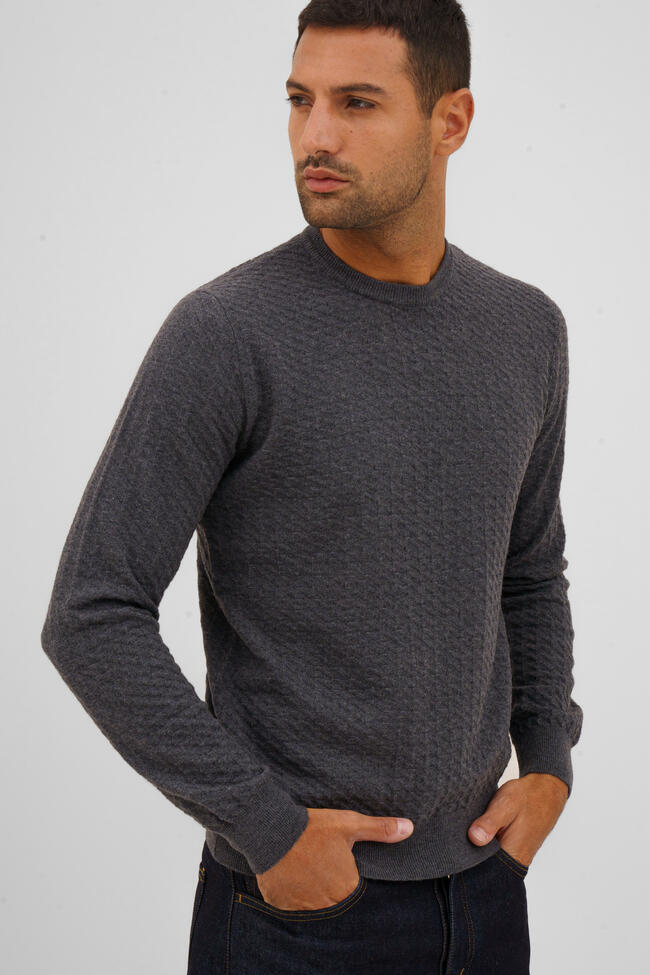 Girocollo con lavorazione in misto cashmere ROYAL RED - Ferrante | img vers.1300x/