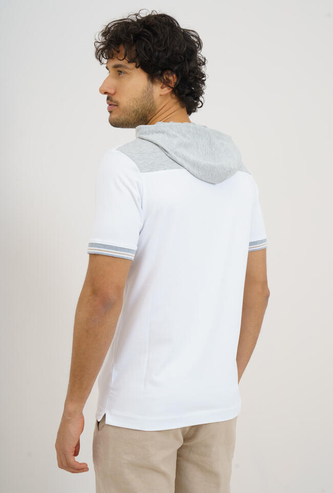 Hooded T-shirt in stretch cotton MAIN - Ferrante | img vers.1300x/