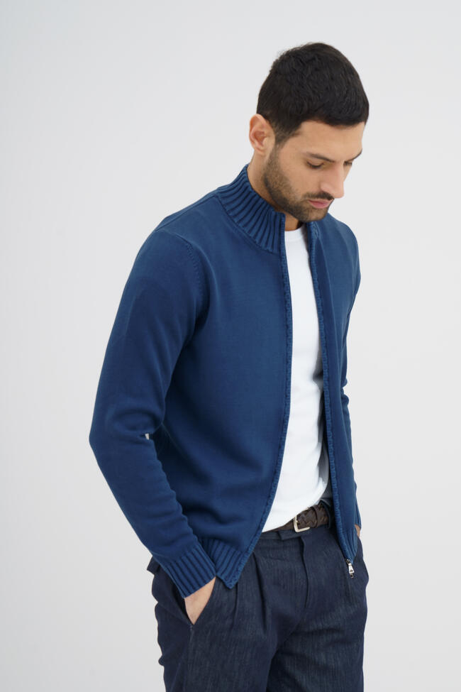 Giacca full zip in cotone tinto in capo ESSENTIAL - Ferrante | img vers.1300x/