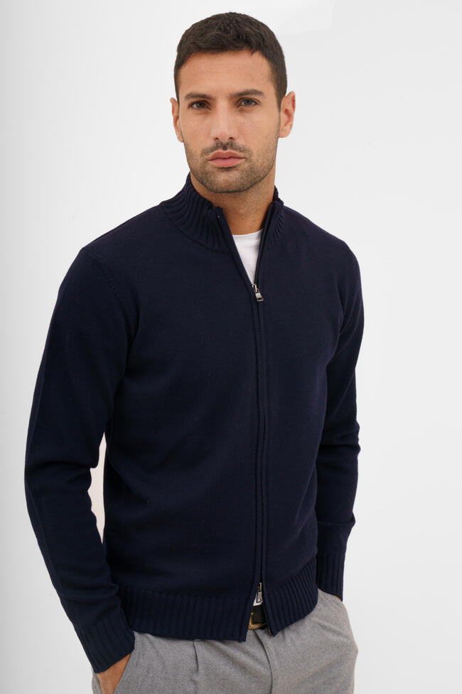 Giacca full zip in lana merino pettinata ESSENTIAL - Ferrante | img vers.1300x/