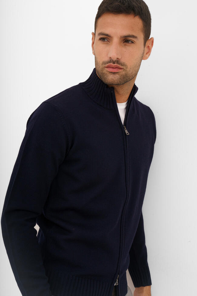 Giacca full zip in lana merino pettinata ESSENTIAL - Ferrante | img vers.1300x/