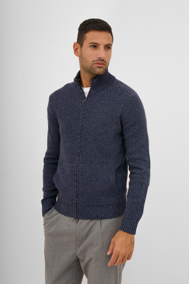 Giacca full zip moulinè in misto cashmere ROYAL RED - Ferrante | img vers.1300x/