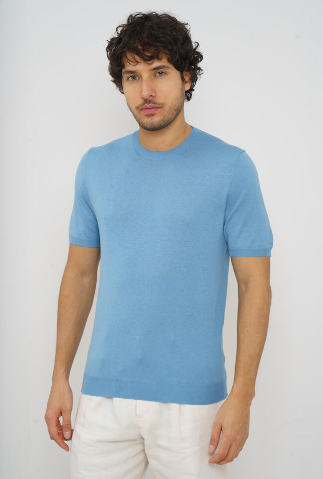 Silk and cotton crew neck ROYAL RED - Ferrante | img vers.1300x/