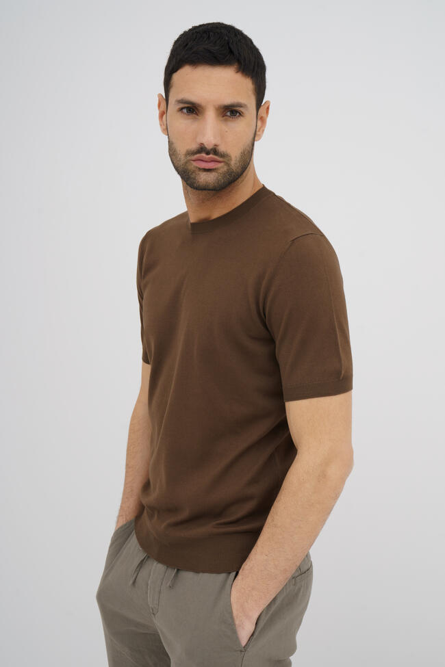 T-shirt in maglia in cotone ESSENTIAL - Ferrante | img vers.1300x/