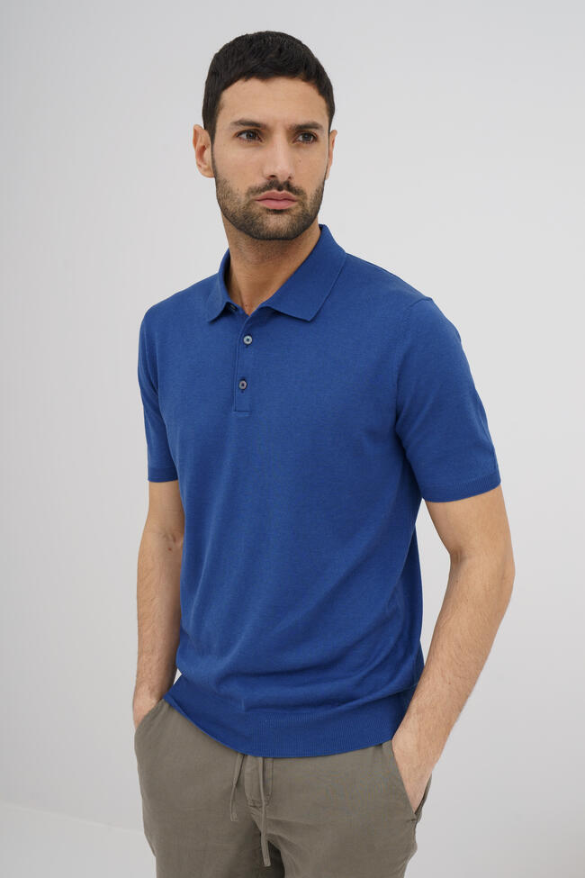 Polo in maglia in seta e cotone ROYAL RED - Ferrante | img vers.1300x/