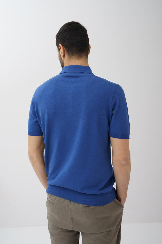 Polo in maglia in seta e cotone ROYAL RED - Ferrante | img vers.1300x/