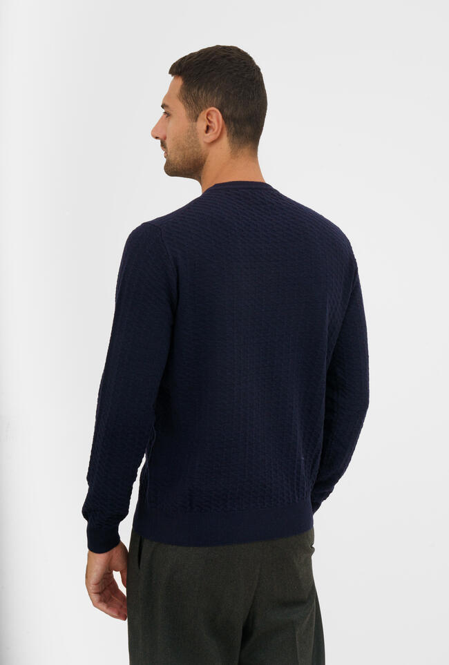 Girocollo con lavorazione in misto cashmere ROYAL RED - Ferrante | img vers.1300x/