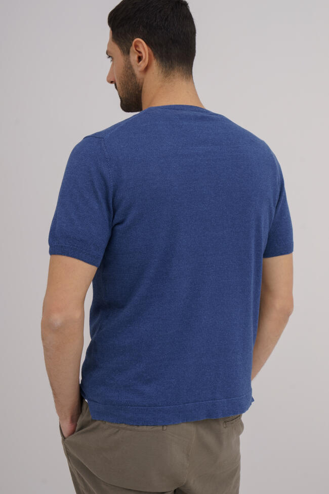 Girocollo mezza manica in lino ROYAL RED - Ferrante | img vers.1300x/
