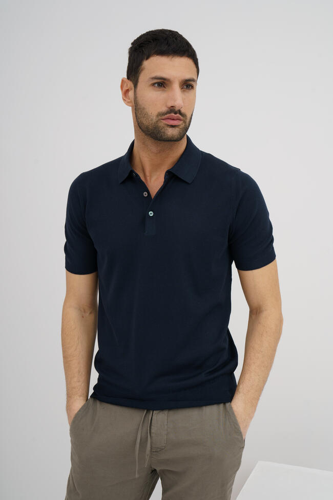 Polo in maglia in seta e cotone ROYAL RED - Ferrante | img vers.1300x/