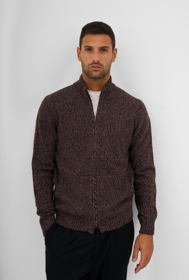 Giacca full zip moulinè in misto cashmere ROYAL RED - Ferrante | img vers.1300x/