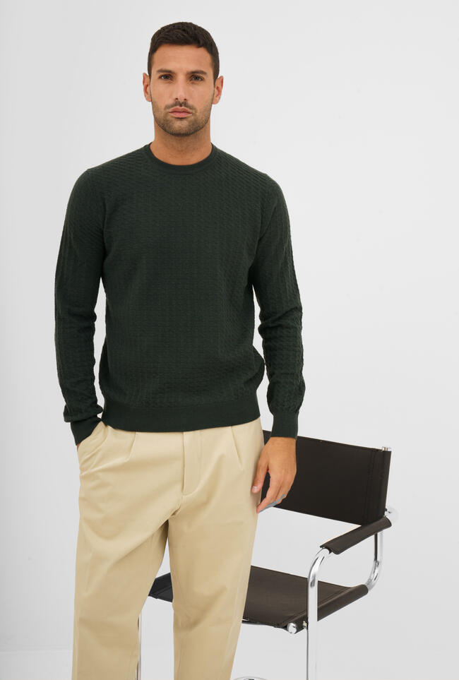 Girocollo con lavorazione in misto cashmere ROYAL RED - Ferrante | img vers.1300x/