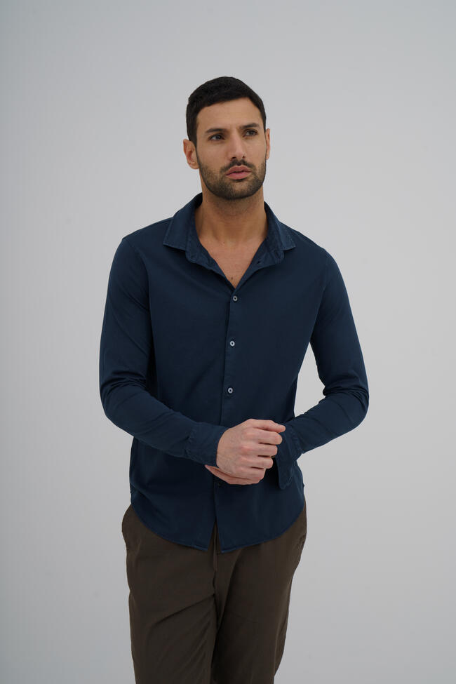 Garment-dyed ultralight jersey shirt ROYAL RED - Ferrante | img vers.1300x/