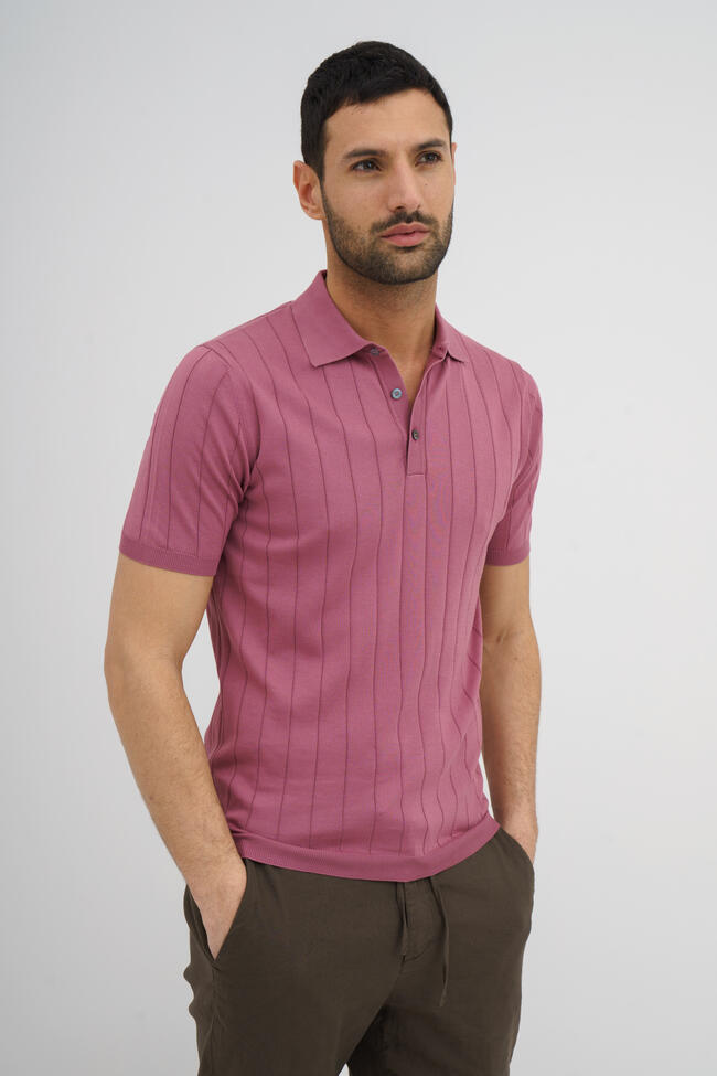 Polo a coste in cotone organico ROYAL RED - Ferrante | img vers.1300x/