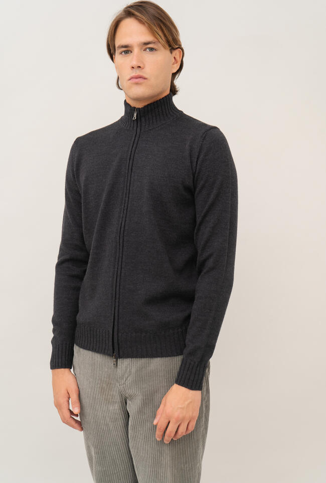 Giacca full zip in lana merino pettinata ESSENTIAL - Ferrante | img vers.1300x/