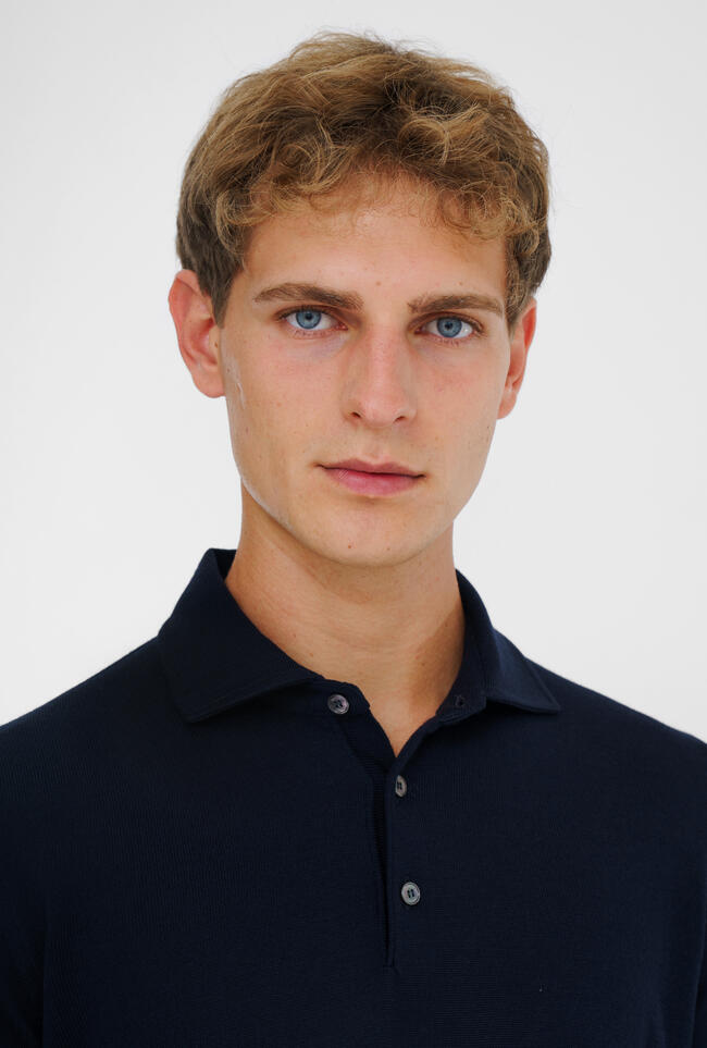 Polo with shirt collar in pure combed wool MAIN - Ferrante | img vers.1300x/