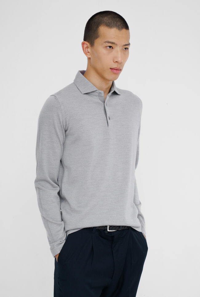 Polo with shirt collar in pure combed wool MAIN - Ferrante | img vers.1300x/