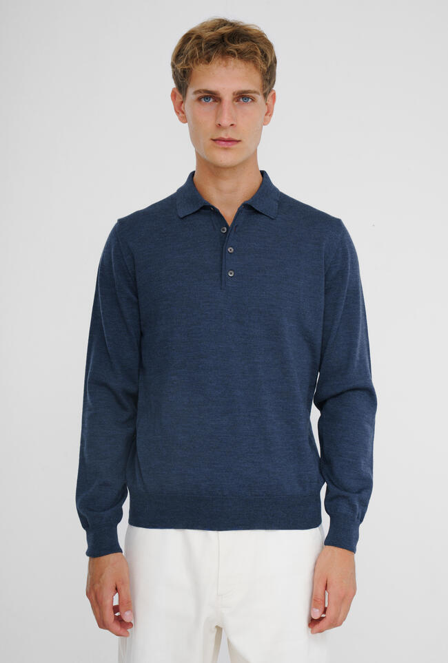 Polo shirt in pure worsted wool ESSENTIAL - Ferrante | img vers.1300x/